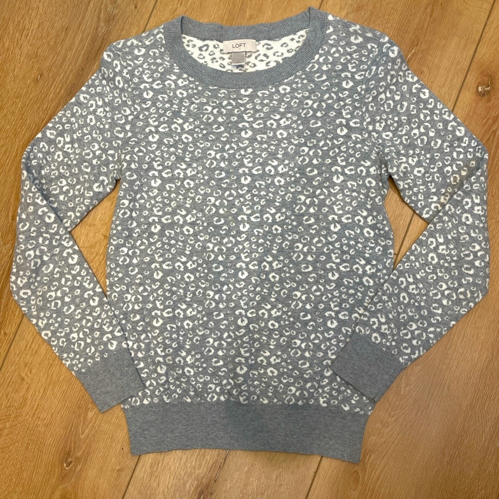 LOFT Leopard Crewneck Knit Sweater